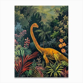 Dinosaur In The Tropical Landscape Painting 1 Canvas Print