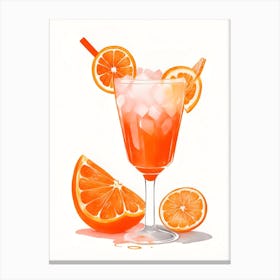 Aperol With Ice And Orange Watercolor Vertical Composition 60 Canvas Print