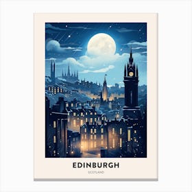 Winter Night  Travel Poster Edinburgh Scotland 1 Canvas Print