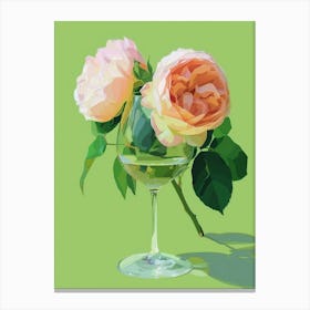 English Roses Painting Rose In A Wine Glass 3 Canvas Print