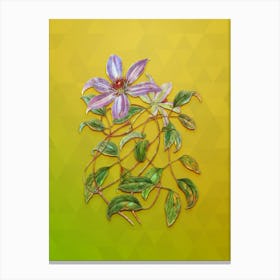 Vintage Violet Clematis Flower Botanical Art on Empire Yellow n.1291 Canvas Print