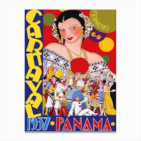 Panama Carnival, 1937, Vintage Poster Canvas Print