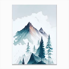 Mountain And Forest In Minimalist Watercolor Vertical Composition 304 Canvas Print