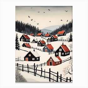 Scandinavian Village Scene Painting (1) Canvas Print