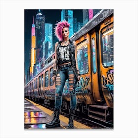 Nyc Subway Girl Canvas Print
