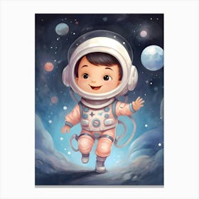 Little Astronaut In Space Canvas Print