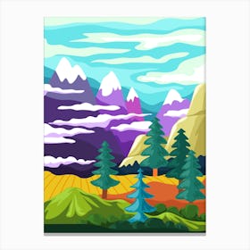 Scenery With Mountains And Forest Nature Canvas Print