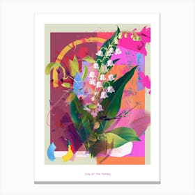 Lily Of The Valley 4 Neon Flower Collage Poster Canvas Print