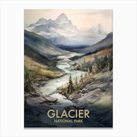 Glacier National Park Vintage Travel Poster 8 Canvas Print