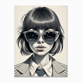 Portrait Of A Girl Wearing Sunglasses Canvas Print