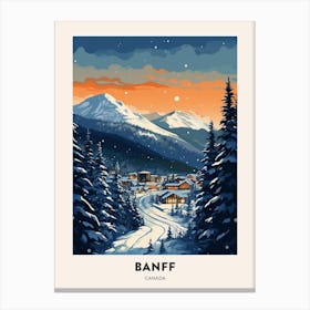 Winter Night  Travel Poster Banff Canada 2 Canvas Print