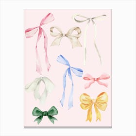 Watercolor Bows Canvas Print