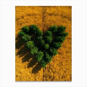 Heart Shape Of Trees In The Field Canvas Print