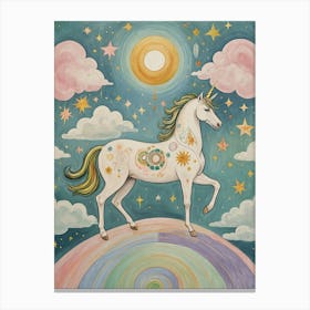 Whimsical Unicorn In The Sky Canvas Print