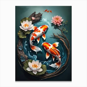 Koi Fish Yin Yang Painting (18) Canvas Print