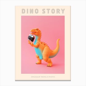 Pastel Toy Dinosaur Taking A Photo On An Analogue Camera 1 Poster Canvas Print