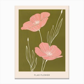 Pink & Green Flax Flower 1 Flower Poster Canvas Print