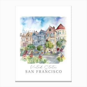 United States San Francisco Storybook 6 Travel Poster Watercolour Canvas Print