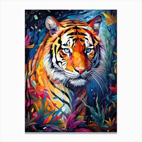 Tiger Art In Neo Impressionism Style 4 Canvas Print