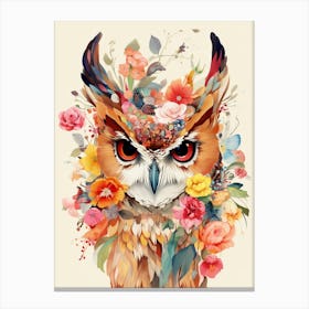 Bird With A Flower Crown Eastern Screech Owl 3 Canvas Print