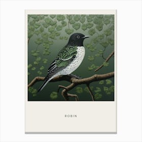 Ohara Koson Inspired Bird Painting Robin 2 Poster Canvas Print