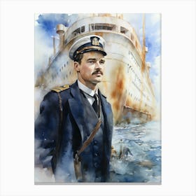 Titanic Sailor Watercolour Illustration 1 Canvas Print