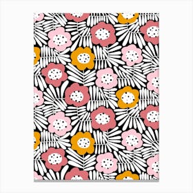 Climbing Flowers Retro Floral Summer Daze Canvas Print