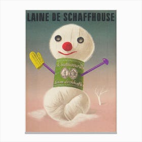 Yarn Snowman Vintage Poster Canvas Print