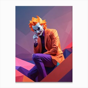 Joker Portrait Low Poly Geometric (21) Canvas Print