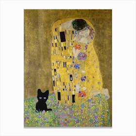 Art The Kiss, Gustav Klimt  Inspired Art Print Cat Canvas Print