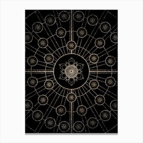 Geometric Glyph Radial Array in Glitter Gold on Black n.0251 Canvas Print