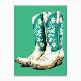 Cowgirl Boots Green 1 Canvas Print