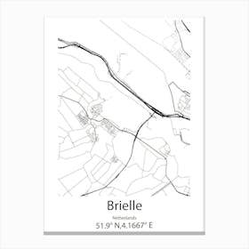 Brielle,Netherlands Minimalist Map Canvas Print