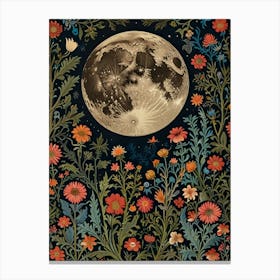 William Morris Moon And Flowers 9 Canvas Print