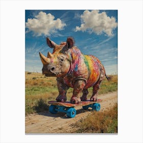 Rhino On Skateboard 2 Canvas Print