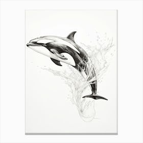 Orca Whale Pencil Line Drawing Canvas Print