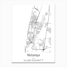 Netanya,Israel Minimalist Map Canvas Print