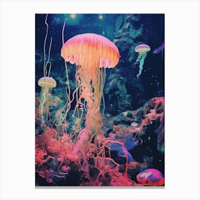Collage Style Jelly Fish 2 Canvas Print