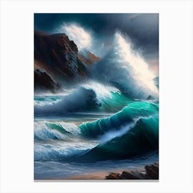 Crashing Waves Landscapes Waterscape Crayon 1 Canvas Print