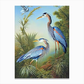 Great Blue Heron 2 Haeckel Style Vintage Illustration Bird Canvas Print