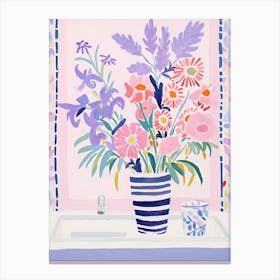 A Vase With Lavender, Flower Bouquet 1 Canvas Print