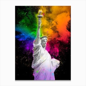 Statue Of Liberty In Rainbow Colors Canvas Print