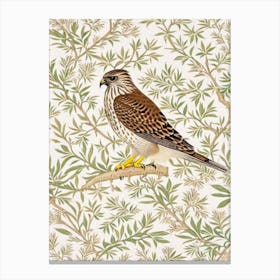 Hawk 2 William Morris Style Bird Canvas Print