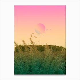 Green And Pink Landscape Canvas Print