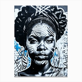 Graffiti Mural Of Beautiful Black Woman 50 Canvas Print