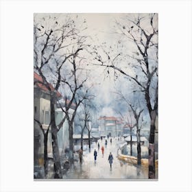 Winter City Park Painting Peoples Park Shanghai China 1 Canvas Print