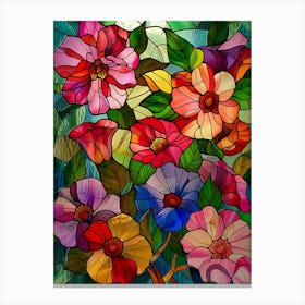 Colorful Stained Glass Flowers 16 Canvas Print