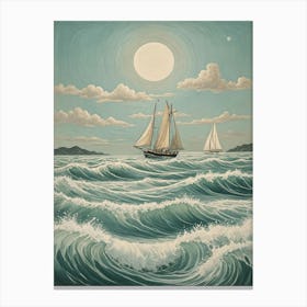 Stormy Sea Sailboats Canvas Print