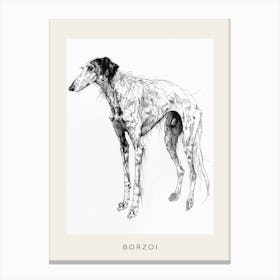 Borzoi Dog Line Sketch 3 Poster Canvas Print