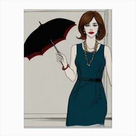 Woman Holding An Umbrella Canvas Print